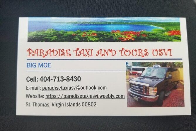 Paradise Taxi & Tours USVI- St.Thomas Airport Transfer to Bolongo Bay / Limetree - Drivers matter: Big Moe and Prince set the tone
